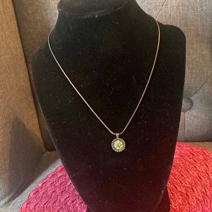 Lia Sophia bronze necklace with green flower